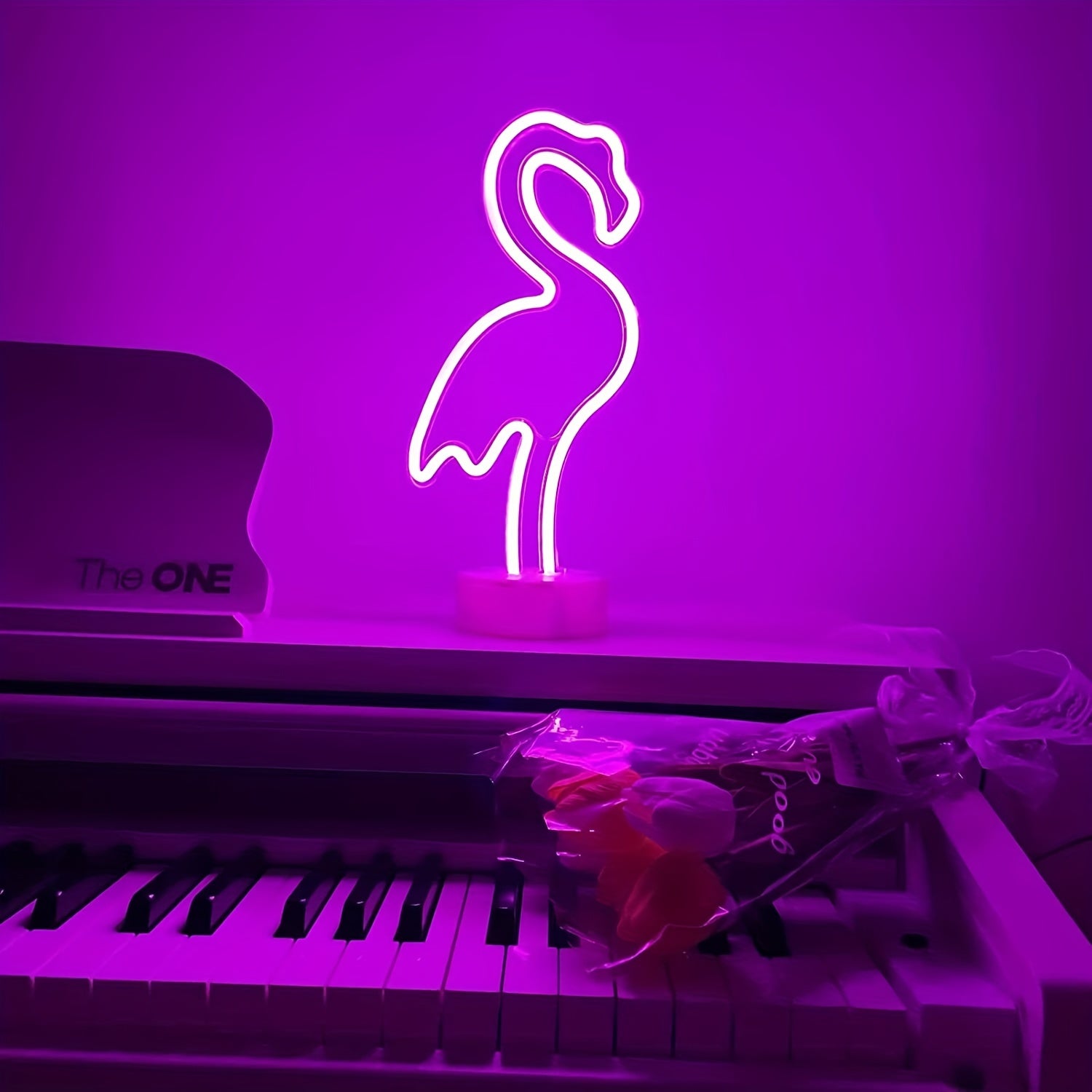 1pc Flamingo Light Neon Sign, Battery And USB Powered Lighting, Gift For Kids And Home Decoration Night Light
