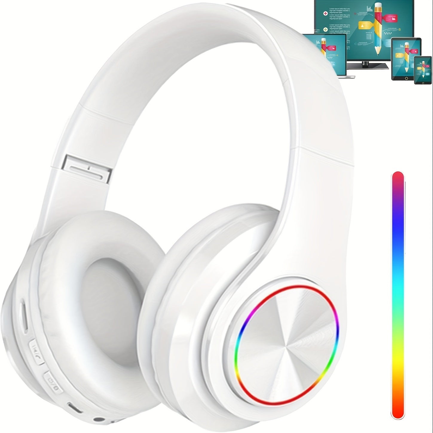 1pc Wireless Deep Bass Anime-Themed Headphones, Foldable & Lightweight, Noise Cancelling, Built-in Condenser Mic, Compatible with 3.5mm Cable, Stereo Sound for Gaming, PC, Cellphone - Ideal Christmas Gift