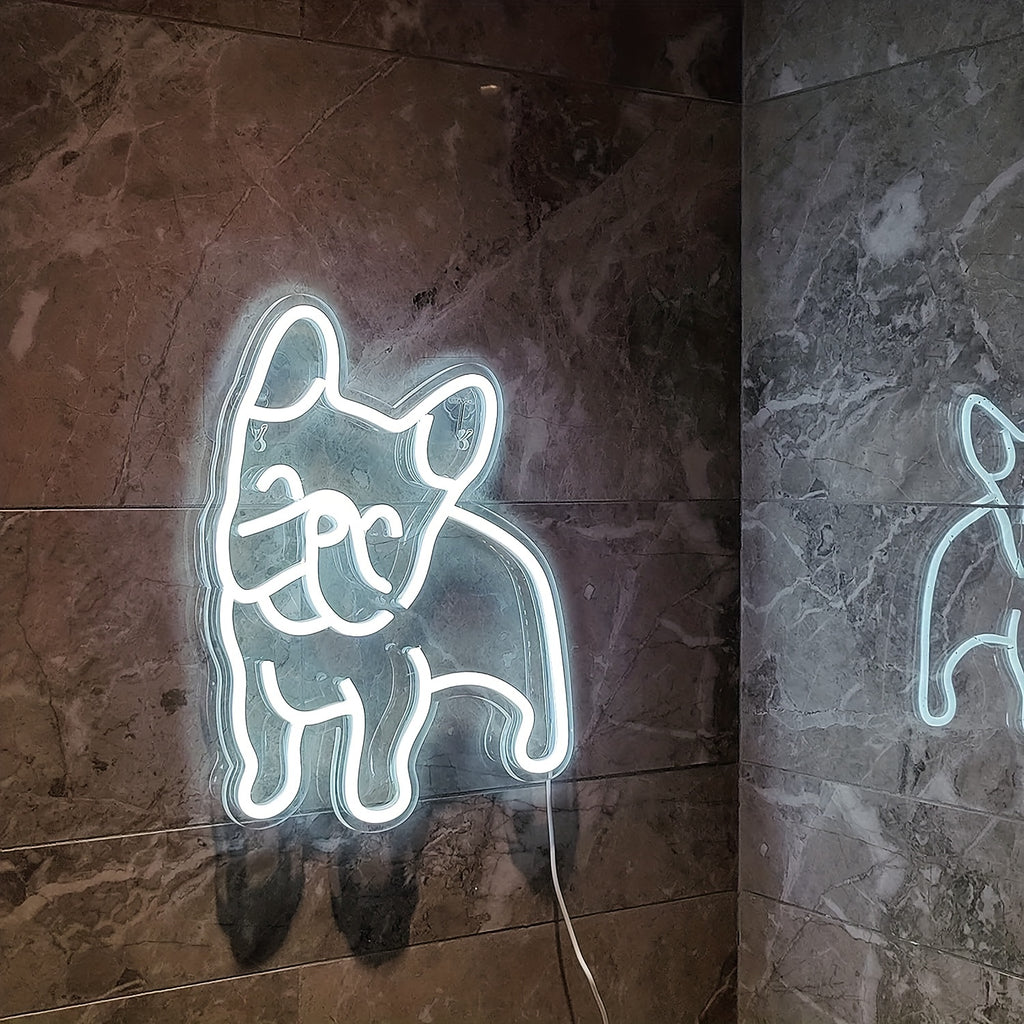 1pc French Bulldog Neon Decoration Cute Puppy Pink LED Neon Dog Night Light, USB Operation French Gift Pet Store Business Logo, Bedroom Wall Party Bulldog Gift (Pink)