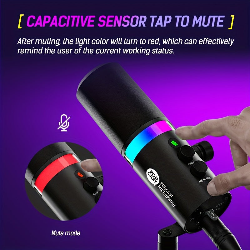 SDM70 XLR/USB Dynamic Microphone, RGB Podcast Mic with Software for Streaming, Gaming, Recording, Voice-Over, Metal Microphone with Mute Eid Al-Adha Mubarak