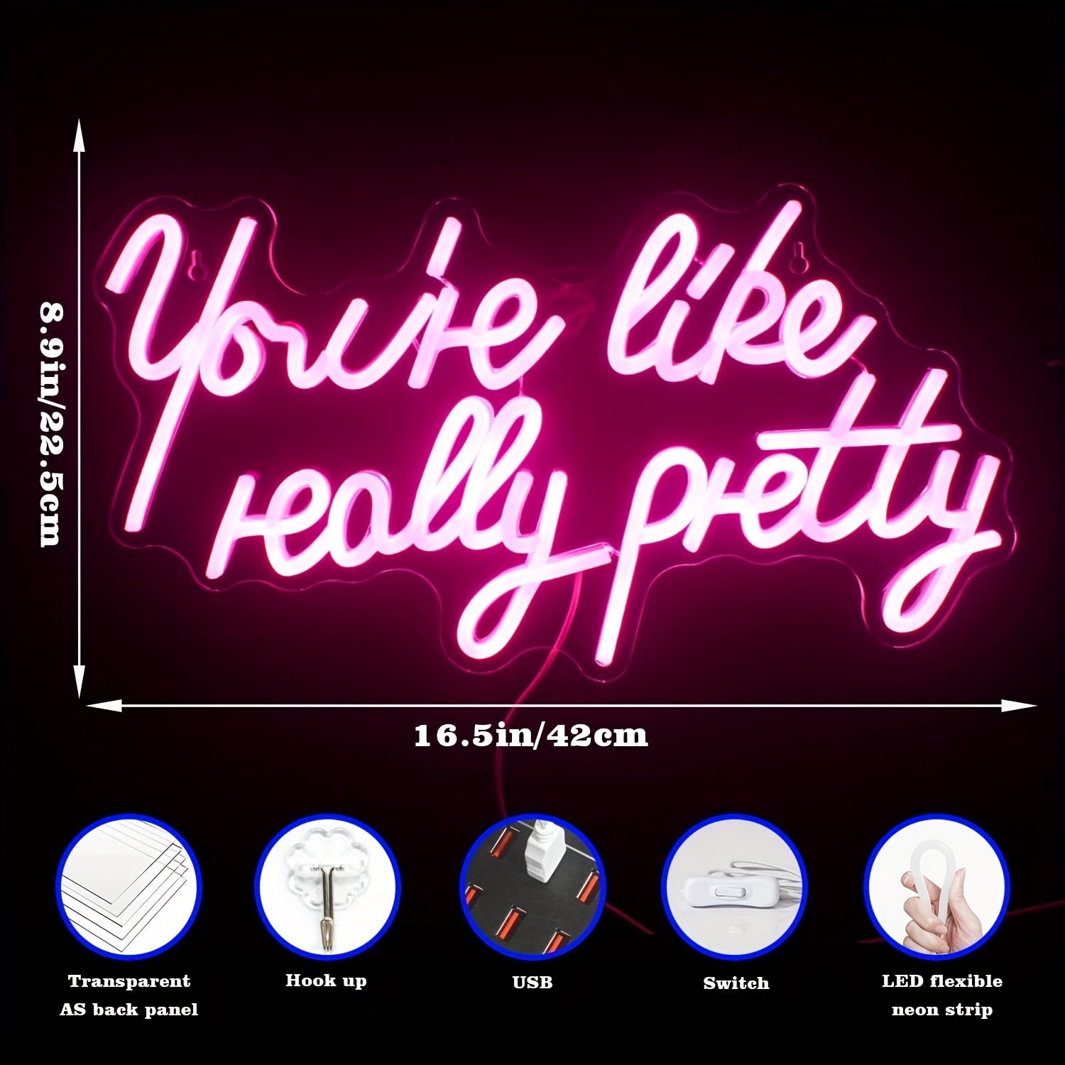 1pc Pretty in Pink Neon Sign for Wall Decor - Eye-Catching LED Light Adds Flair to Any Room