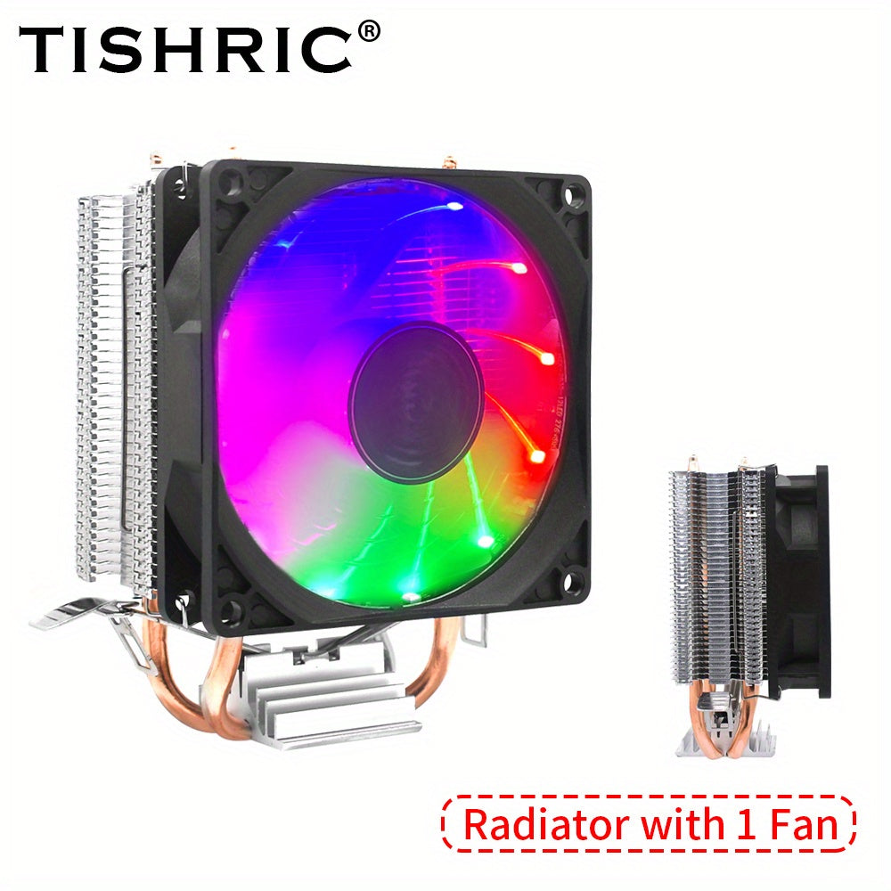TISHRIC CPU Processor Cooler Cooling Fan RGB 3Pin PWM 2 Heat Pipes CPU Cooler Radiator PC Fan For Intel 1200 1150 1151 1155 1700 AM3 AM4.