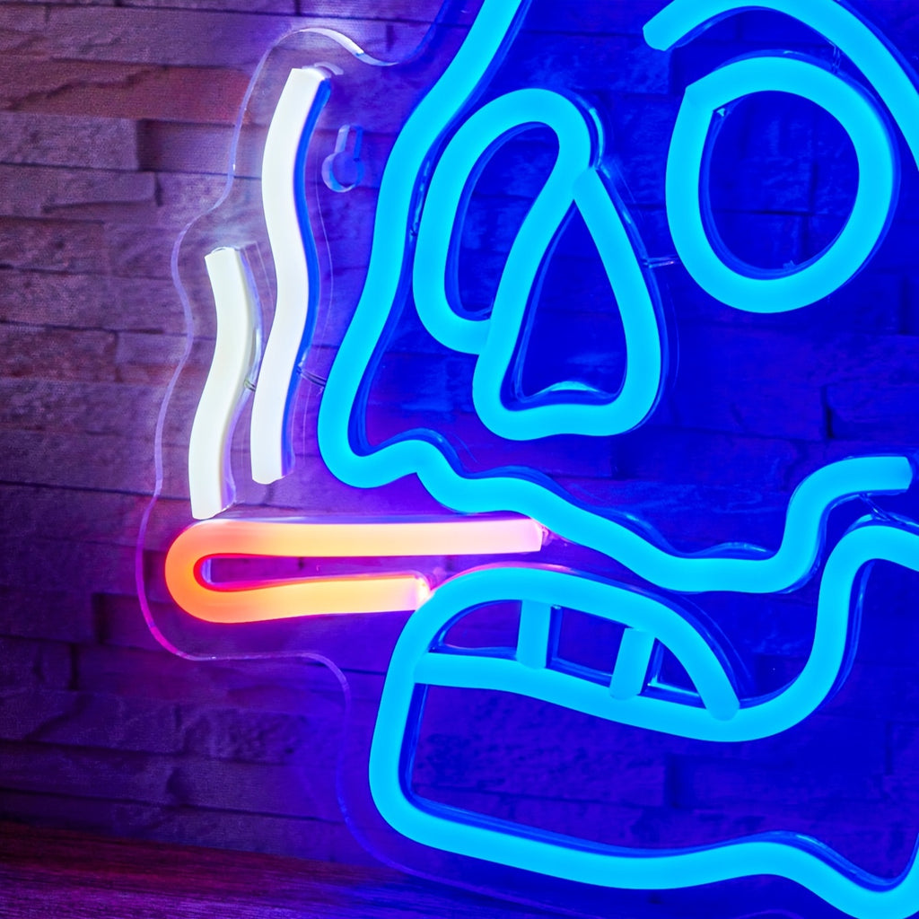 1pc  Backboard Led Neon Light, Cigar Skull For Home Decor Man Cave Neon, Powered By USB 5V