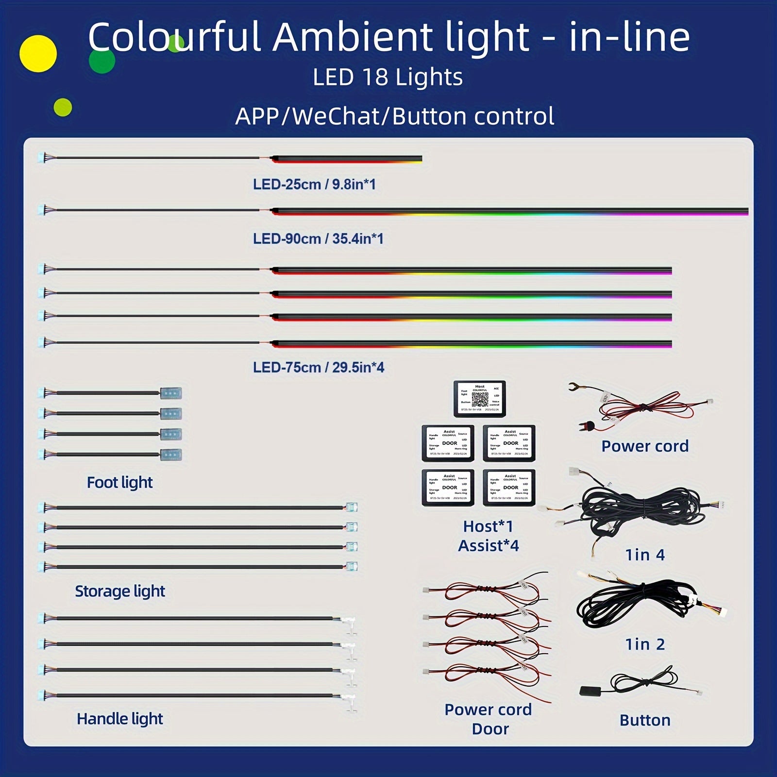 18-Color RGB Symphony Car Ambient Lights: App Control, Multiple Modes, Universal Fit