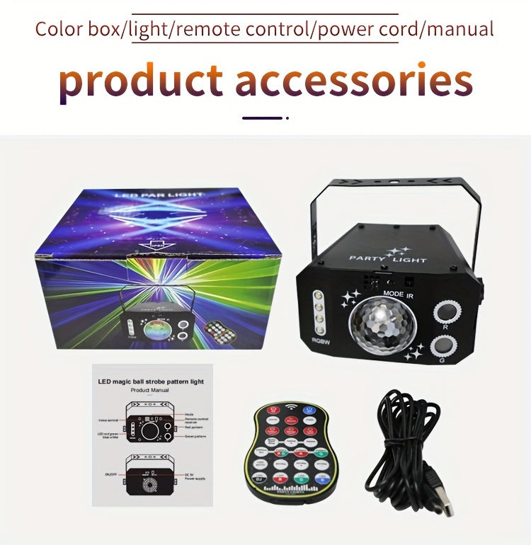 1pc USB 7 Lens Disco Ball Lights For Bar, DJ Party Lights With Remote Control, RGB Magic Ball Projector Lights Voice Activity Party Lights Ceiling Table Lamp For Bar Wedding Nightclub Valentine's Day Father's Day Mother's Day