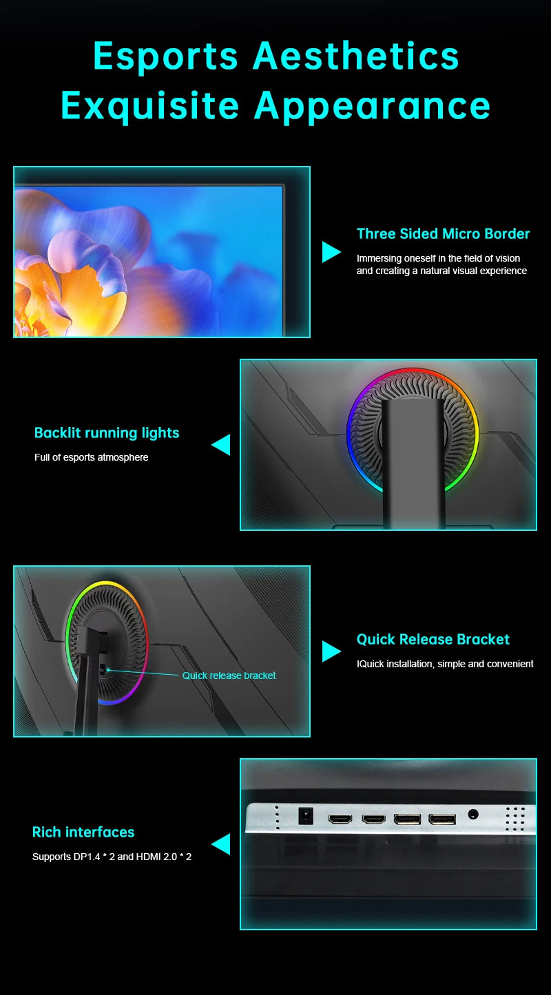 32 Inch 260Hz Curved LED Monitor 2K 4K Desktop Gaming PC Borderless VA Panel LCD Computer Screen DP Interface New Product Sale