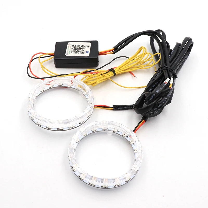 80 95 App Angel Eyes Multi-Color RGB LED Halo Rings Lights Dynamic Sequential Flowing Turn Signal Running Lamp For Headlight