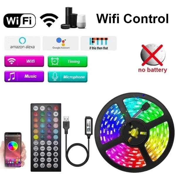 Led Lights For Bedroom Bluetooth Wifi App Remote Control Rgb Led Light Strip 5050 Rgb Usb 5V Led Tape Tv Backlight Room Lighting