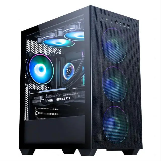 Gaming PC Desktop,Radeon RX 580 8G GDDR5, 10th Gen G5905 3.5G, 16G RAM, 512G SSD, WiFi, BT 5.0, RGB Fan x 4, RGB Mouse Pad