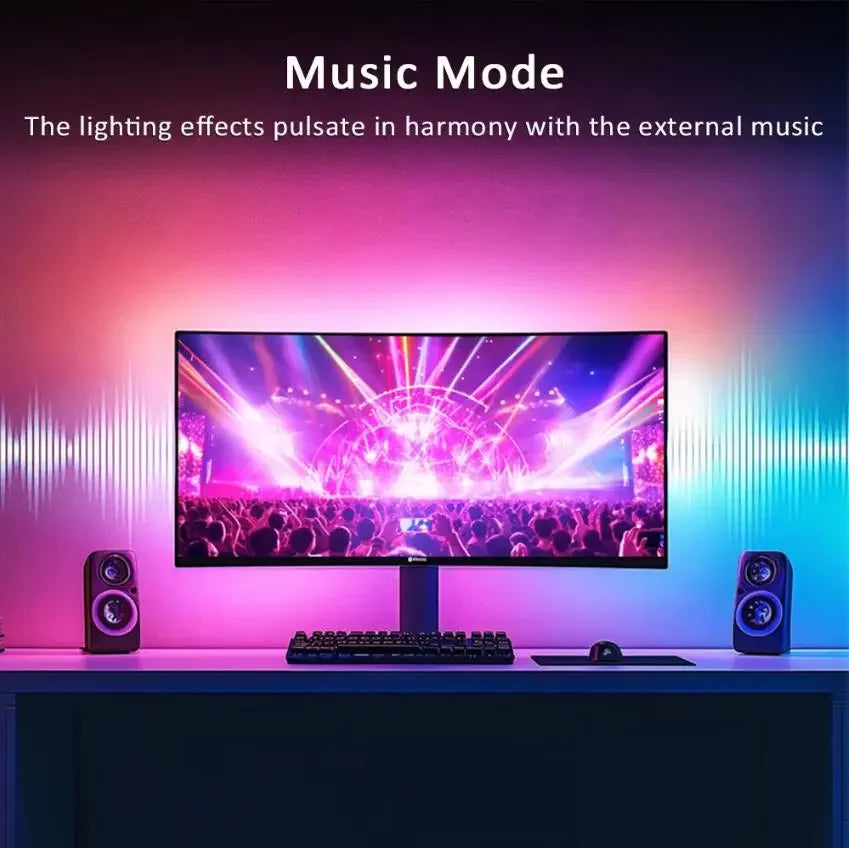 Computer Screen Light Strip Monitor RGBIC Bluetooth LED Lights Ambient Lighting Music Sycn APP Control PC Backlight Game Room