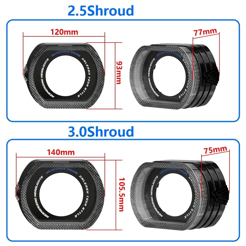 2PCS 2.5/3inch 5D Crystal Angel Eyes Mask LED Halo Rings for Bi Xenon LED Projector Lenses Headlight DRL Car Light Accessories