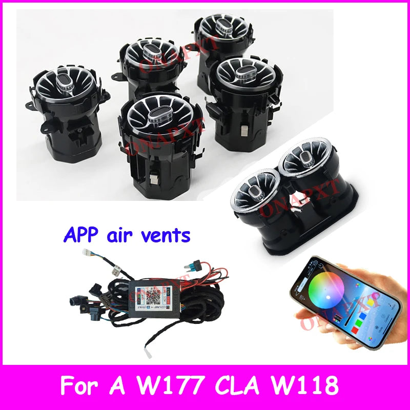 Bluetooth APP Control For Benz W176 W205 W213 W222 W447 W117 W156 X253  Turbo Nozzle Ambient Light Dashboard Air Vent Turbine