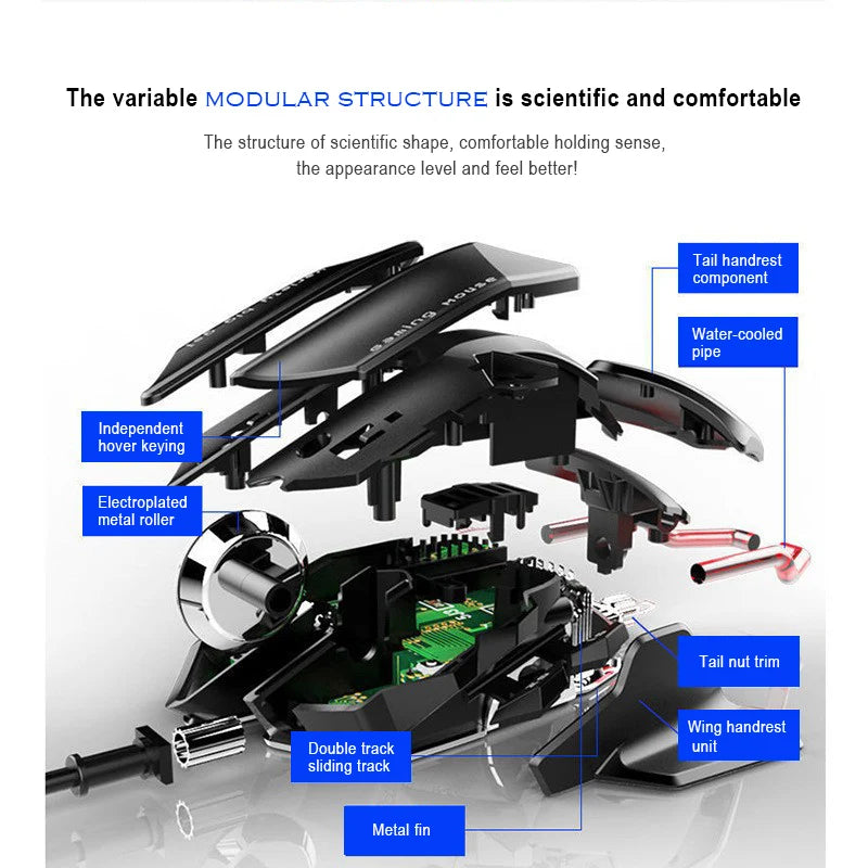 M8 RGB USB Wired Glare Mode Mouse 40000 DPI 7-Button Programmable Rrgonomic Gaming Mouse For PC Players