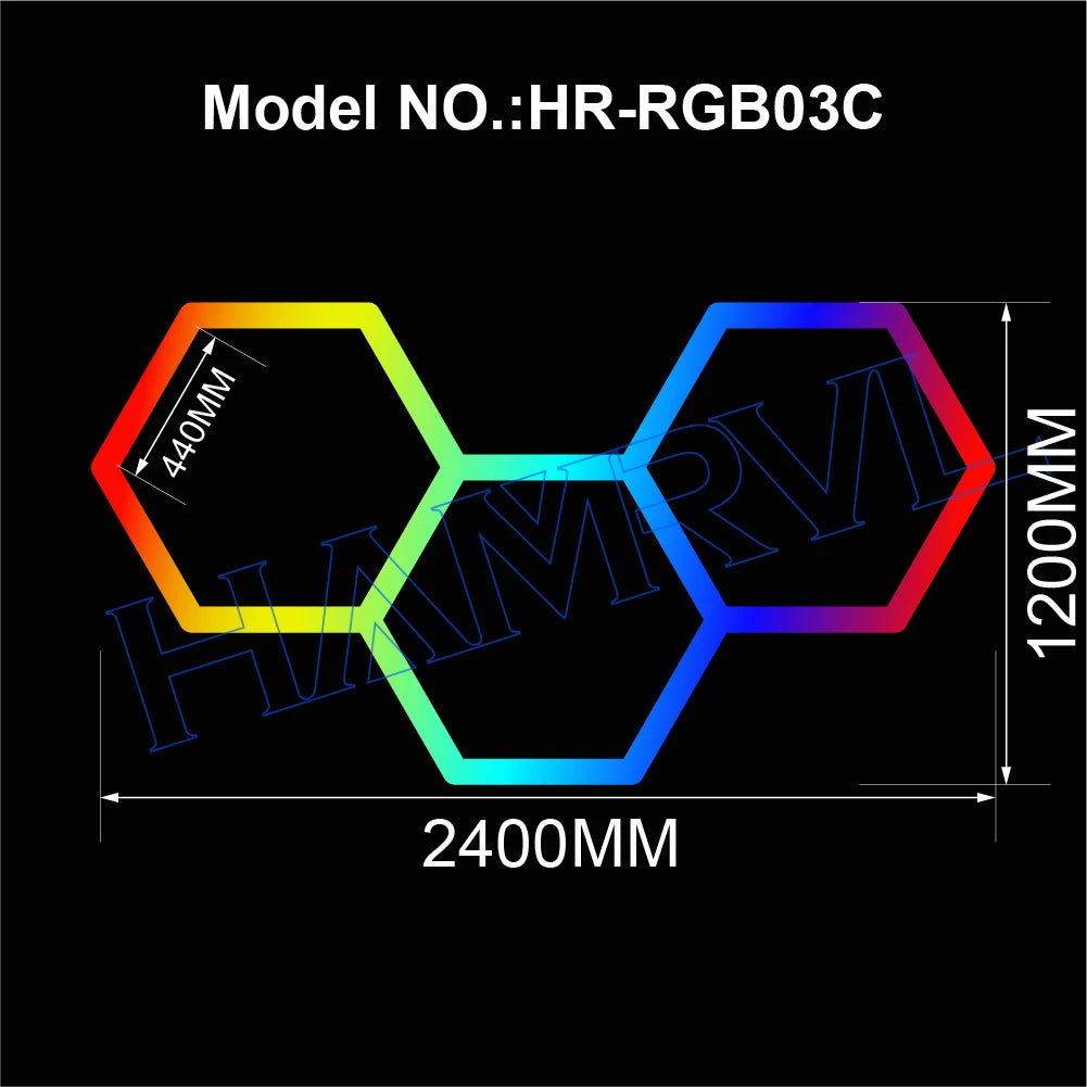 Hexagon RGB Color Change for Gym RoomHome cinema Deco Light Garage LED Ceiling Light Music Mode Party Club Gaming Wall Stage Bar