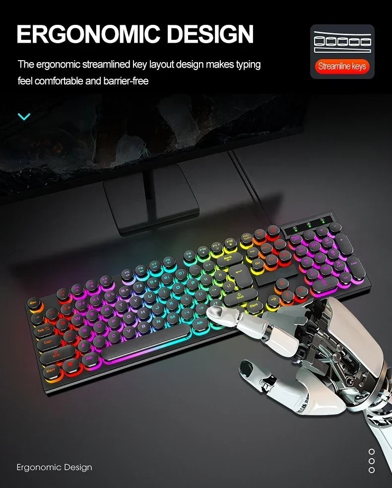 RGB Gaming Mechanical Keyboard USB Wired 104 Keys Keyboard Backlit Black Red Blue Light for Computer Laptop Pro Gamer Keyboard