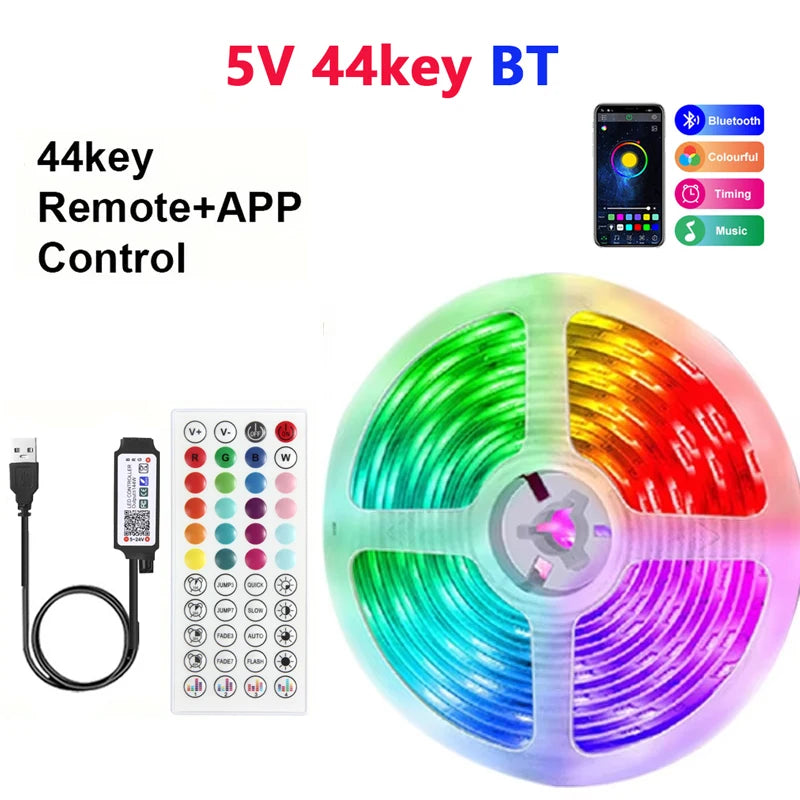 5V LED Strip Light RGB With USB 24Key Infrared Remote Control For Color Change Brightness SMD Suitable For Holiday Decoration