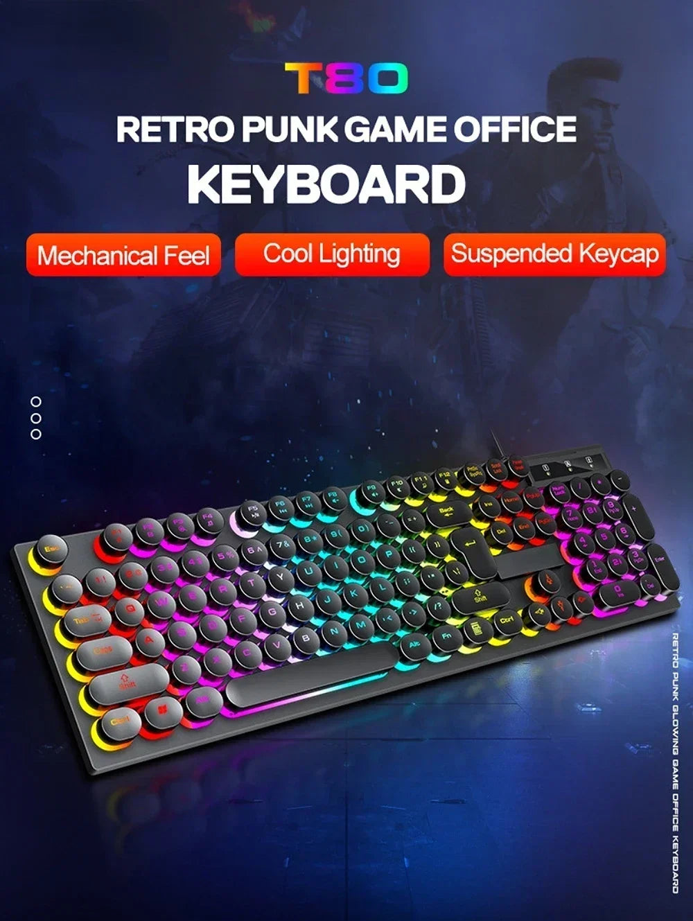 RGB Gaming Mechanical Keyboard USB Wired 104 Keys Keyboard Backlit Black Red Blue Light for Computer Laptop Pro Gamer Keyboard
