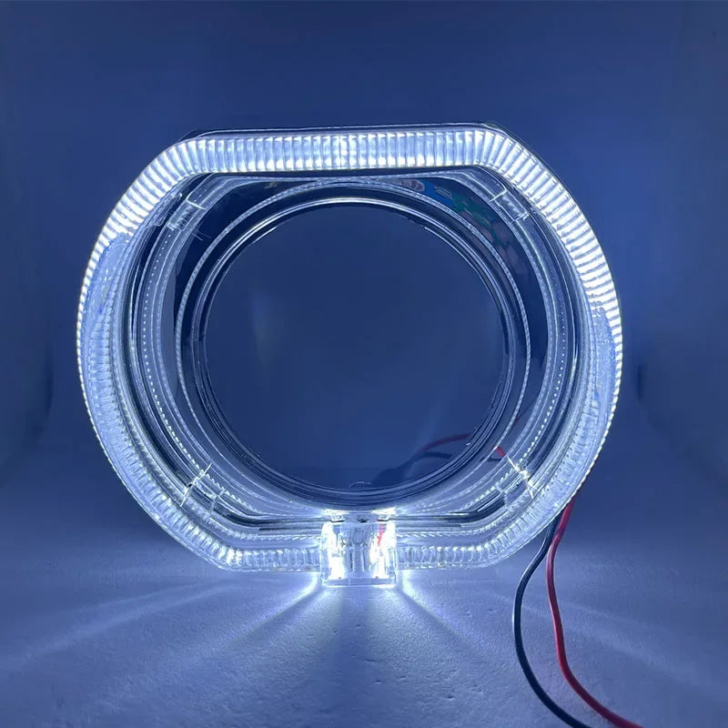 120MM Square LED Guide Angel Eye with Acrylic Cover DRL Halo Ring Kit Light Super Bright Headlight Angel Eye Retrofit DC 12-24V