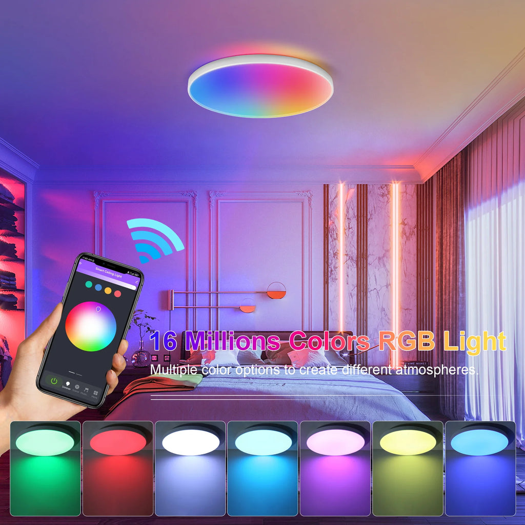 Led Ceiling Light Rgb Dimmable With Remote Control Modern Smart Ceiling Lamp 110V 220V Led Lights Room Kitchen Living Room Light