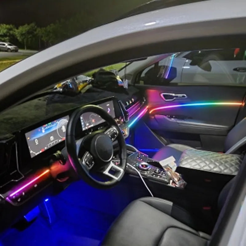 Universal Symphony Car LED Ambient Light 64 RGB Color Car Interior Acrylic Light Guide Decoration Atmosphere Light 18/10/6 in 1