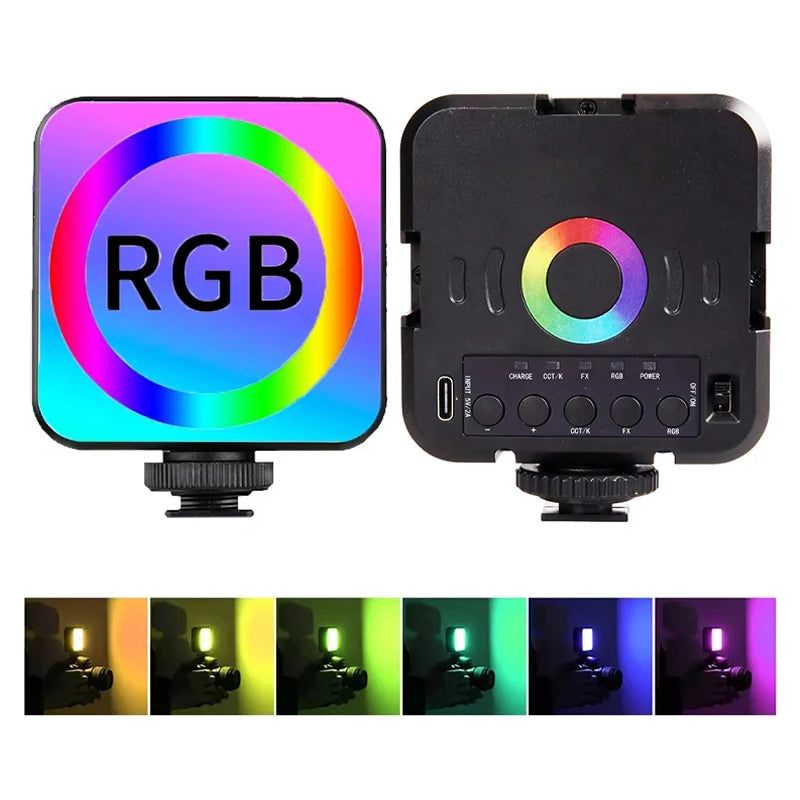 RGB LED Video Light Photography Fill Camera Lighting CRI95+ 2500-9000K LCD Display Cold Shoe For Vlog Live Lamp Streaming DSLR