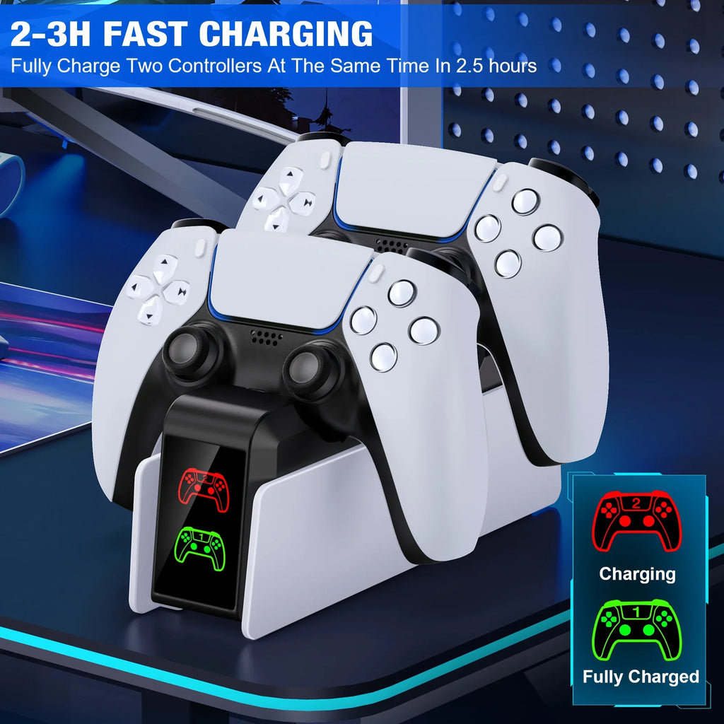Charging Station for PS5 Controller Charger with RGB Light Dual Stand Charger Dock PS5 Controller Charging Base for PlayStation5
