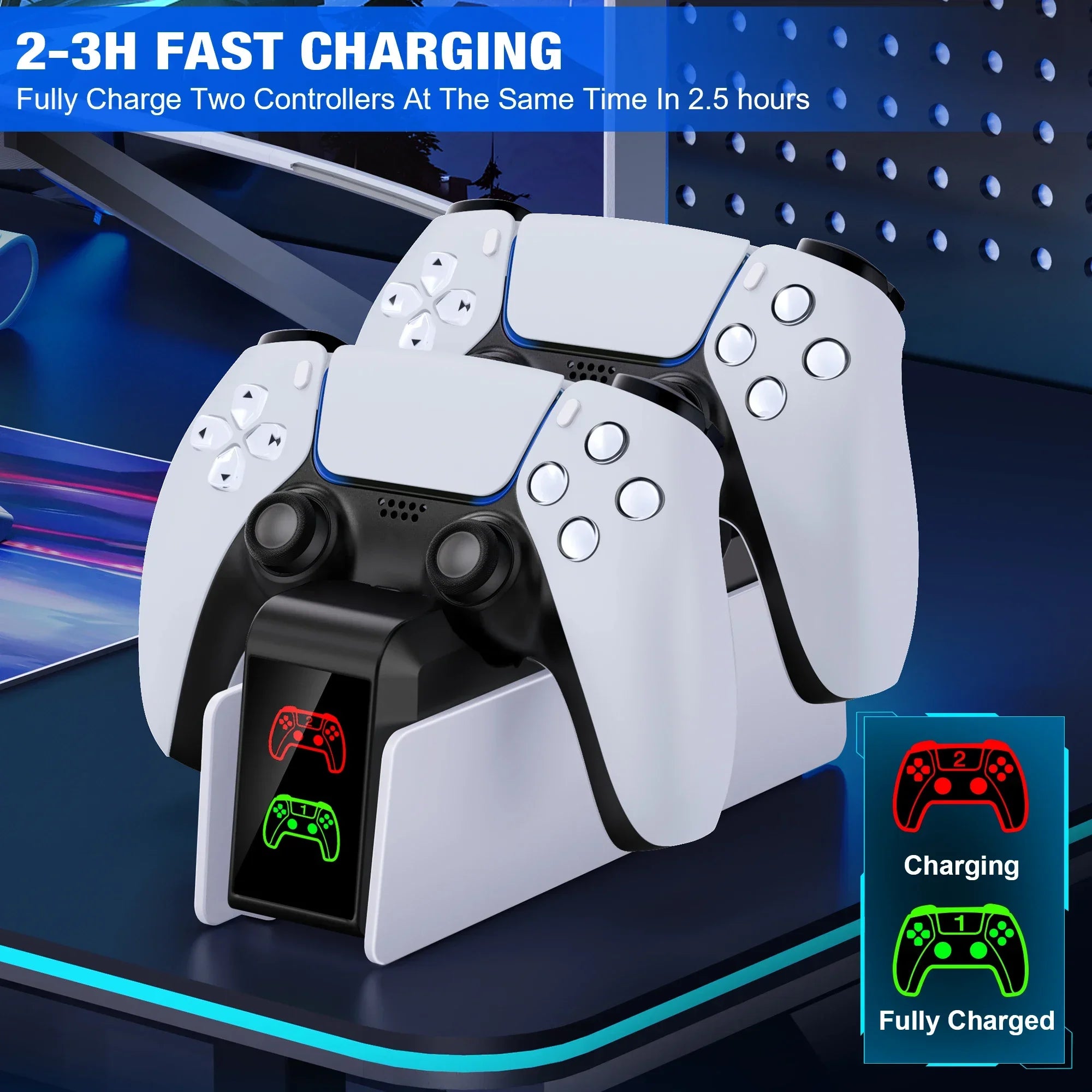Charging Station for PS5 Controller Charger with RGB Light Dual Stand Charger Dock PS5 Controller Charging Base for PlayStation5