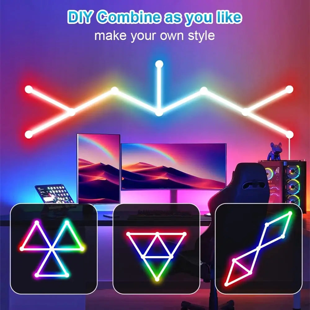LED Smart Wall Lamp RGBIC Light Bar DIY Atmosphere Night Light APP Music Rhythm TV Backlight Bedroom Game Room Decoration