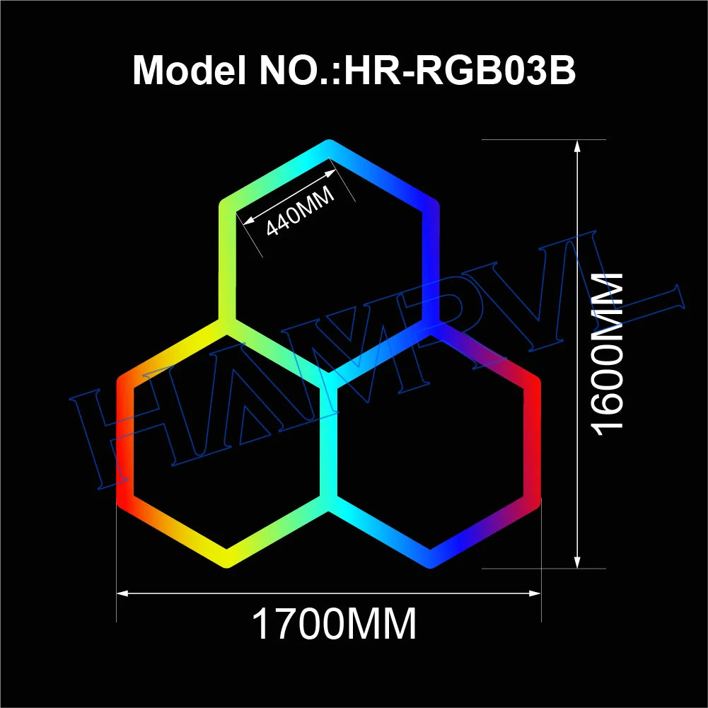 Hexagon RGB Color Change for Gym RoomHome cinema Deco Light Garage LED Ceiling Light Music Mode Party Club Gaming Wall Stage Bar
