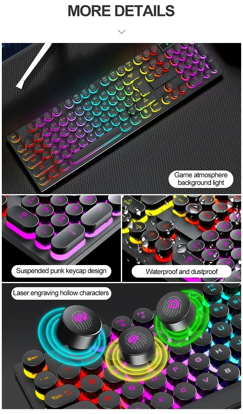 RGB Gaming Mechanical Keyboard USB Wired 104 Keys Keyboard Backlit Black Red Blue Light for Computer Laptop Pro Gamer Keyboard