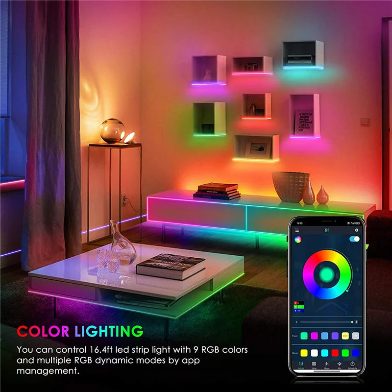 RGBIC Neon Led Strip 1M 2M 3M 5M 10M 12V Waterproof RGB IC Full Color Led Neon light Music Sync Bars Gaming Room Decor