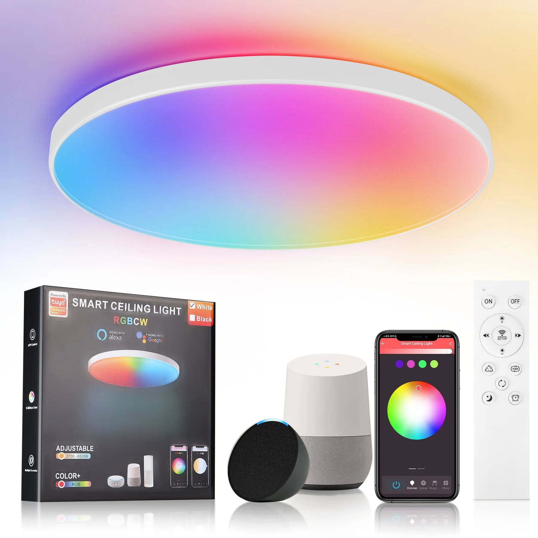 Led Ceiling Light Rgb Dimmable With Remote Control Modern Smart Ceiling Lamp 110V 220V Led Lights Room Kitchen Living Room Light