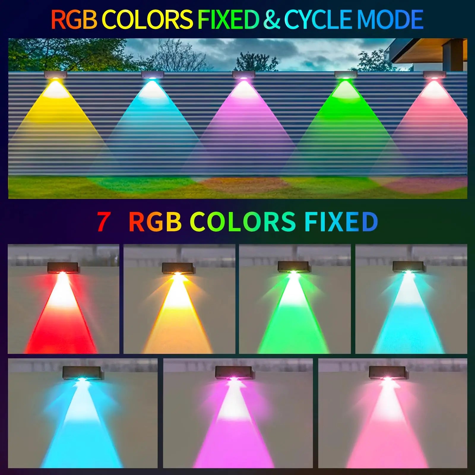 1/4pc Solar Fence Light 12 modes RGB Color Glow LED Solar Lights Outdoor Waterproof Solar Lights for Patio Backyard Deck Railing