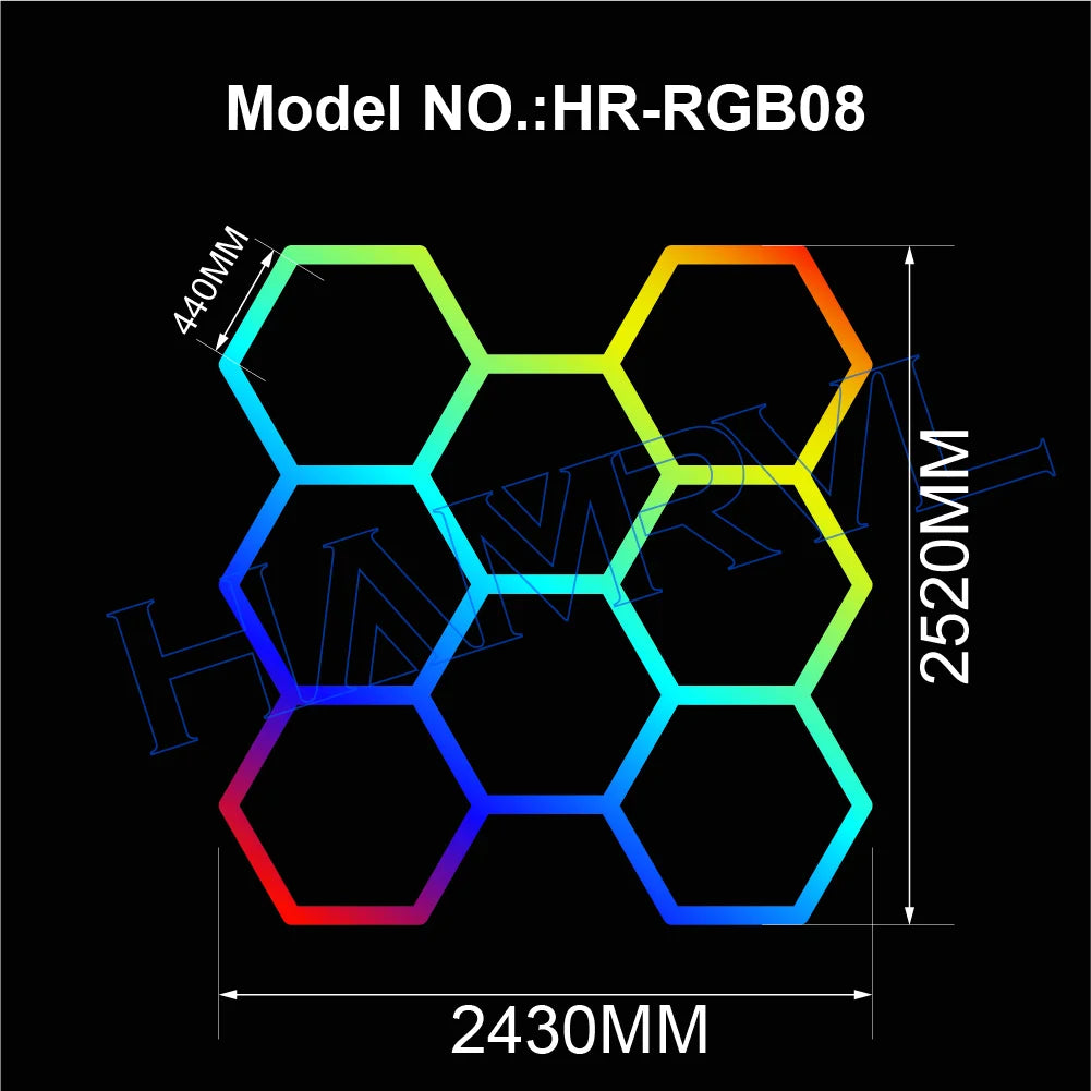 Hexagon RGB Color Change for Gym RoomHome cinema Deco Light Garage LED Ceiling Light Music Mode Party Club Gaming Wall Stage Bar