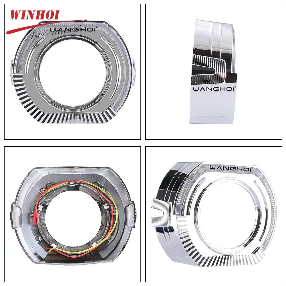 2.5" 3.0 Inch RGB LED Angel Eyes Shrouds with Flow Turn Signal for Xenon LED Projector Lens DRL Car RGB Halo Rings APP Control