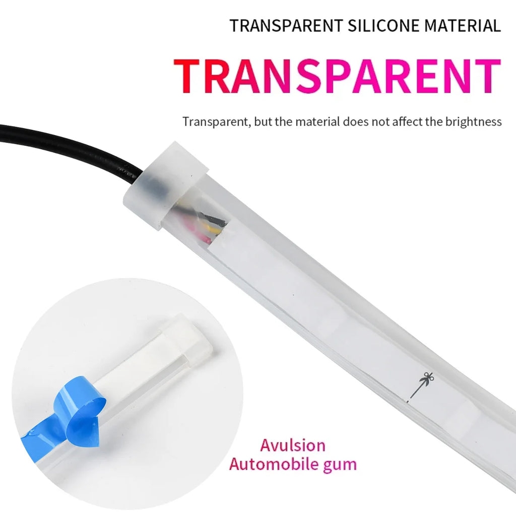 2Pcs RGB Daytime Running Light App Control DRL 12v Universal Flexible Flowing LED Strip With Turn Signal Lights For Headlight