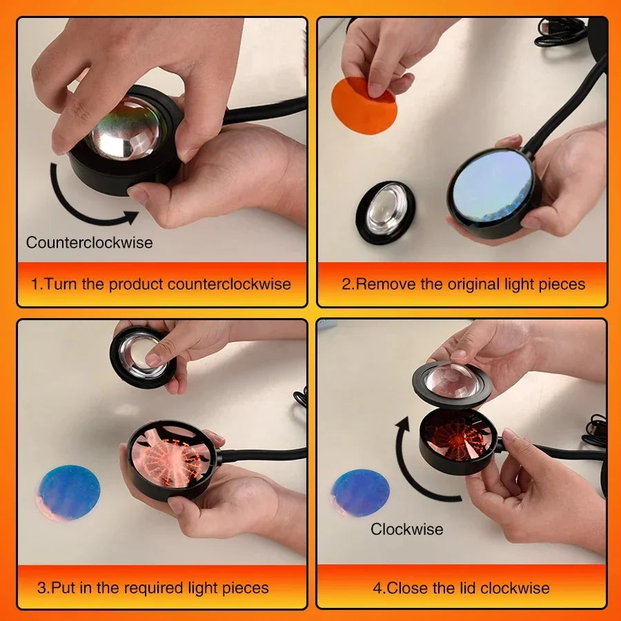 LED Photography Light Sunset Background Fill Light Atmosphere Light 16-color Small Night Light 4 Modes Setting for Photography