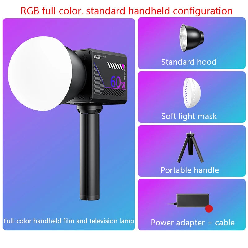 Professional Dual-Color Temperature RGB Video Light Portable LED Photography Studio Light with 10000mAh Rechargeable for Vlog