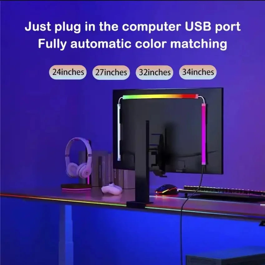 Computer Screen Light Strip Monitor RGBIC Bluetooth LED Lights Ambient Lighting Music Sycn APP Control PC Backlight Game Room