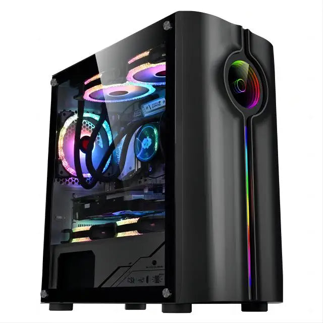 Gaming PC Desktop,Radeon RX 580 8G GDDR5, 10th Gen G5905 3.5G, 16G RAM, 512G SSD, WiFi, BT 5.0, RGB Fan x 4, RGB Mouse Pad