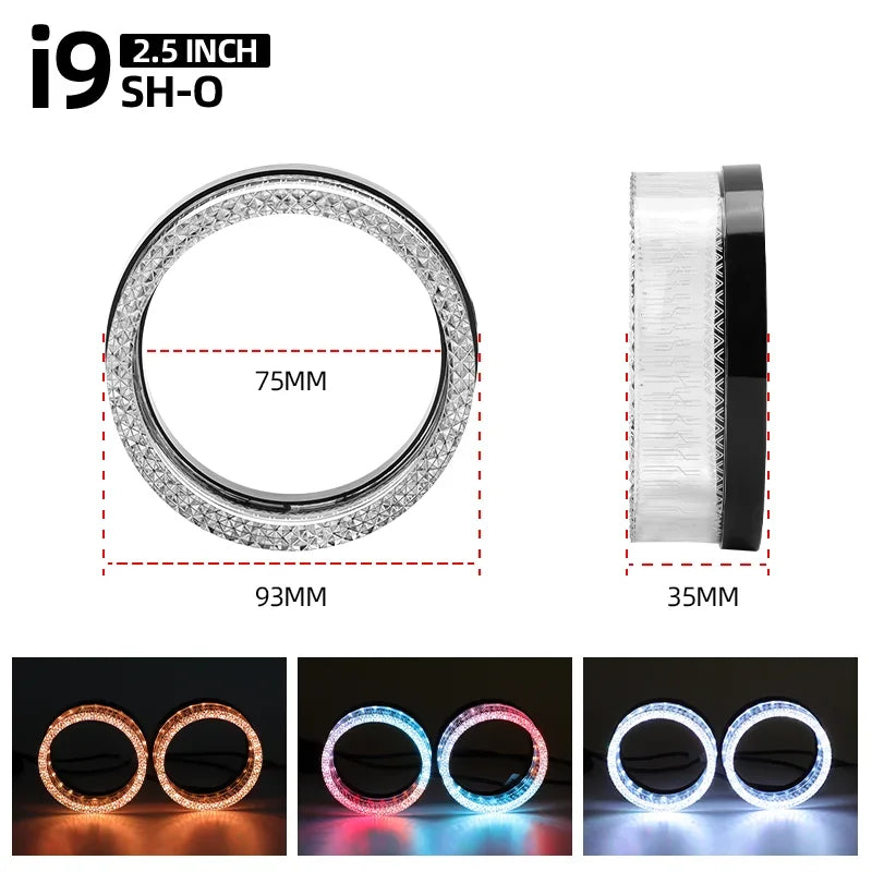 2.5” 3'' 5D Crystal Angel Eyes Mask LED Halo Rings For Hella Bi Xenon LED Projector Lenses Headlight DRL Car Light Accessories