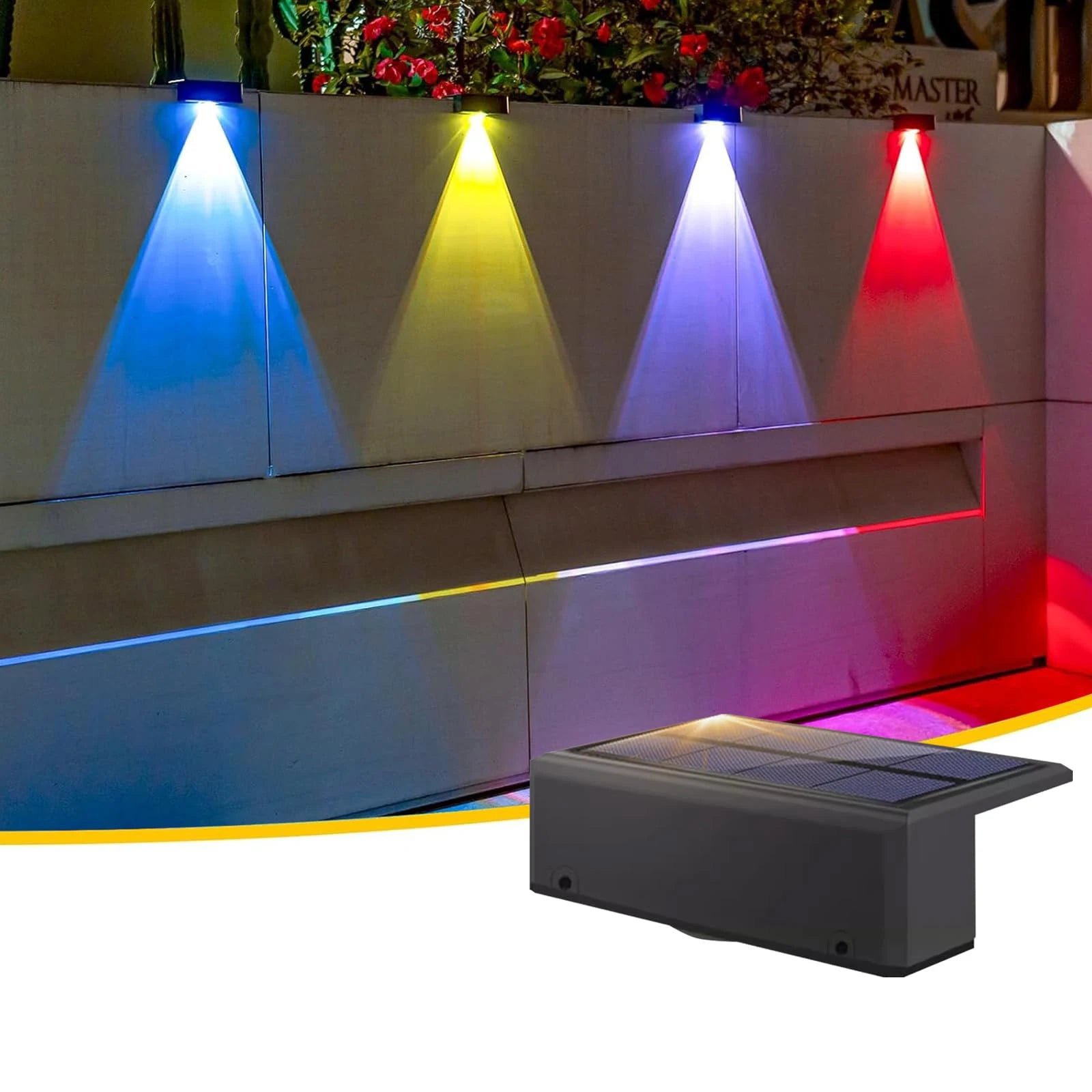 1/4pc Solar Fence Light 12 modes RGB Color Glow LED Solar Lights Outdoor Waterproof Solar Lights for Patio Backyard Deck Railing