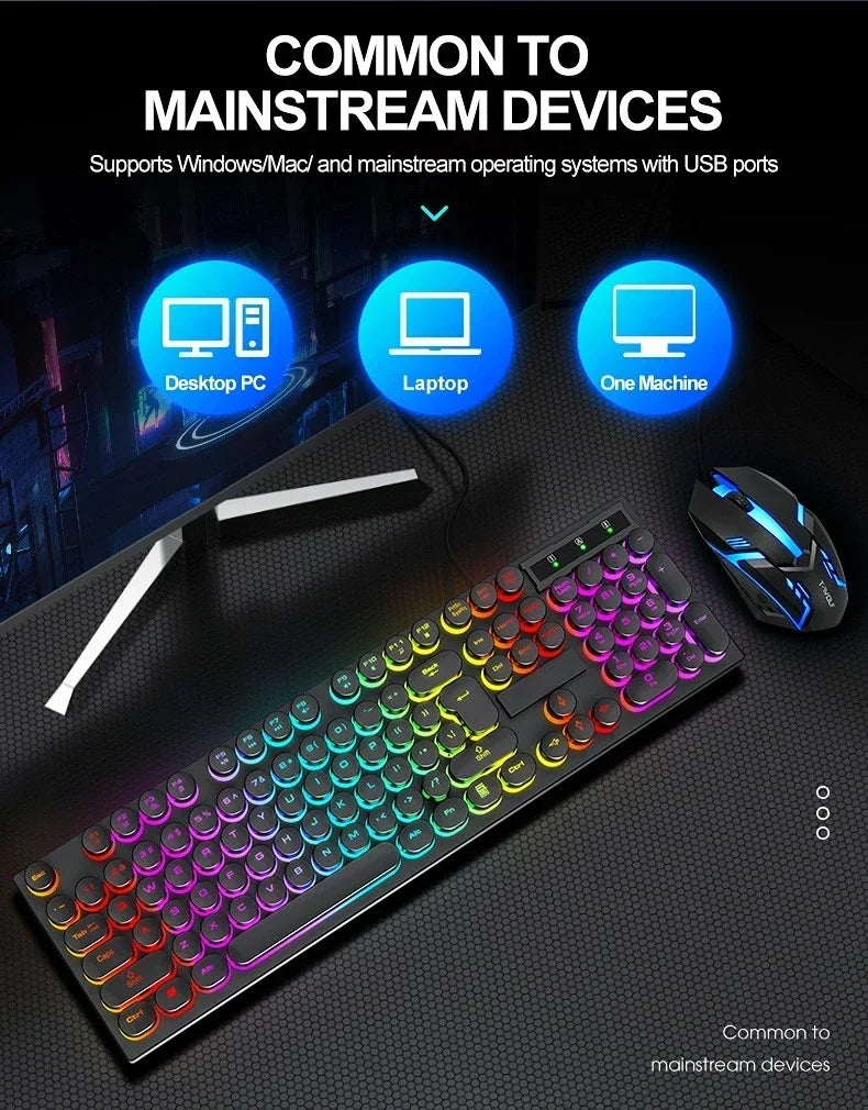 RGB Gaming Mechanical Keyboard USB Wired 104 Keys Keyboard Backlit Black Red Blue Light for Computer Laptop Pro Gamer Keyboard