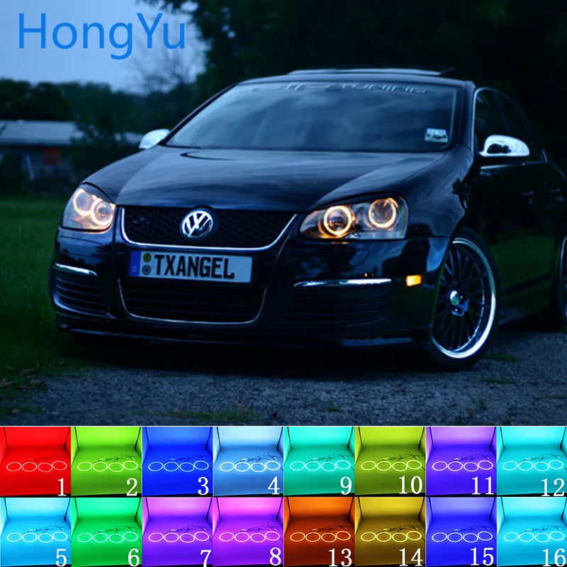 Multi-color RGB LED Angel Eyes  Ring Eye DRL RF Remote for Volkswagen VW golf 5 Rabbit Jetta R32 V mk5 2004-2009 Accessories