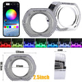 2.5" 3.0 Inch RGB LED Angel Eyes Shrouds with Flow Turn Signal for Xenon LED Projector Lens DRL Car RGB Halo Rings APP Control
