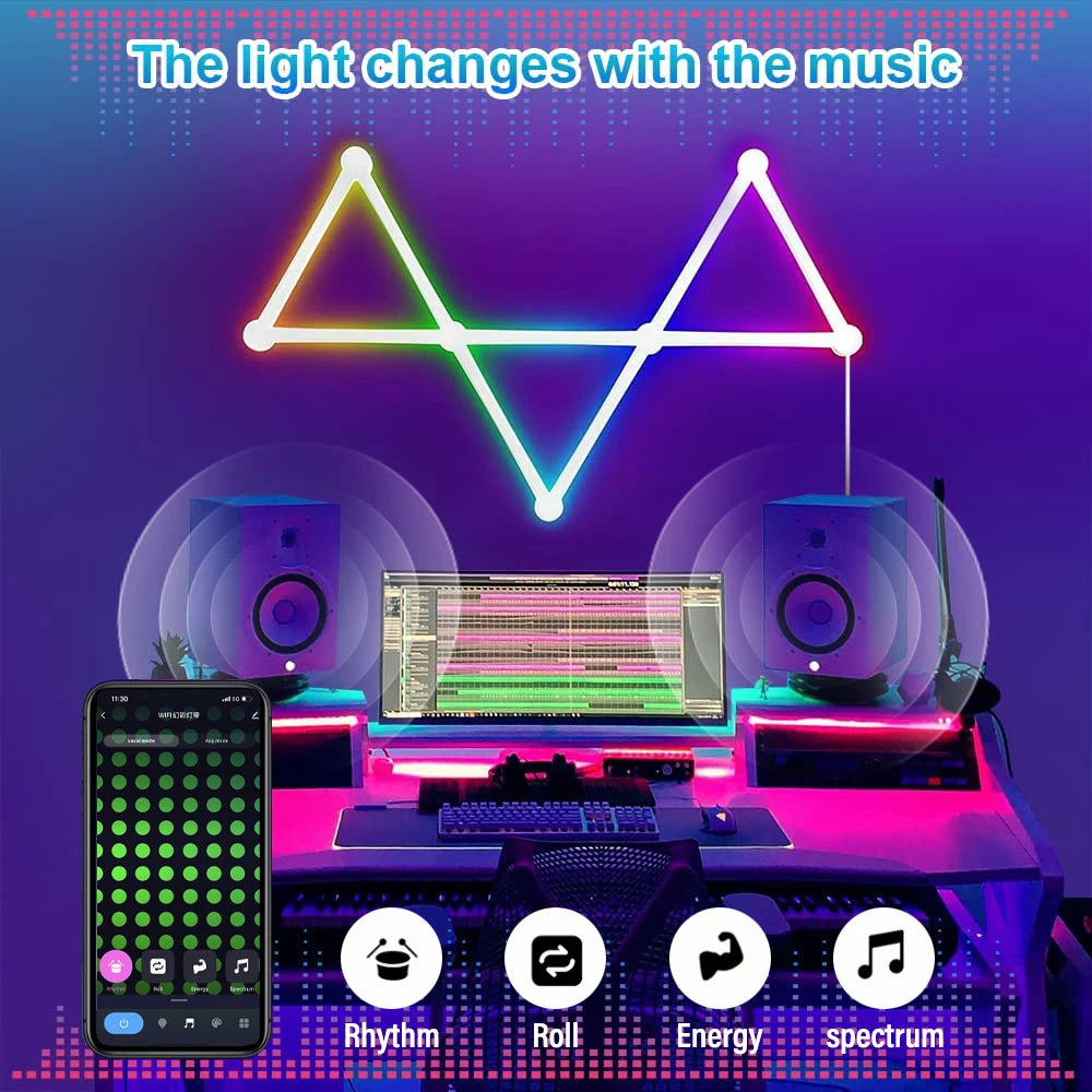 LED Smart Wall Lamp RGBIC Light Bar DIY Atmosphere Night Light APP Music Rhythm TV Backlight Bedroom Game Room Decoration