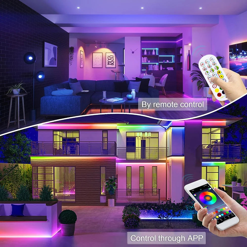LED Flexible Neon Rope Lights, DIY Function, 108leds/M, IP65 Waterproof Outdoor RGB Strip Lamp with App/Remote Control for Bedr