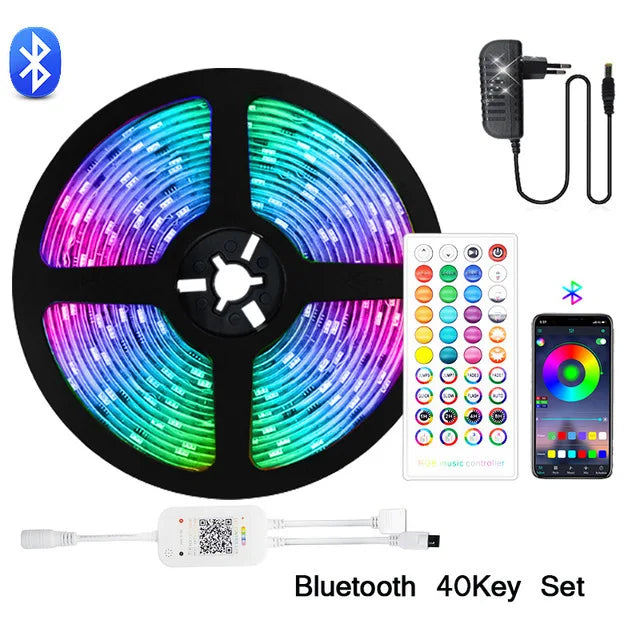 Led Strip Light 12V 5050 2835 Rgb Self-Adhesive Smart Wifi Ribbon 5M 10M 15M 20M 25M 30M Waterproof Outdoor Room Christmas Light