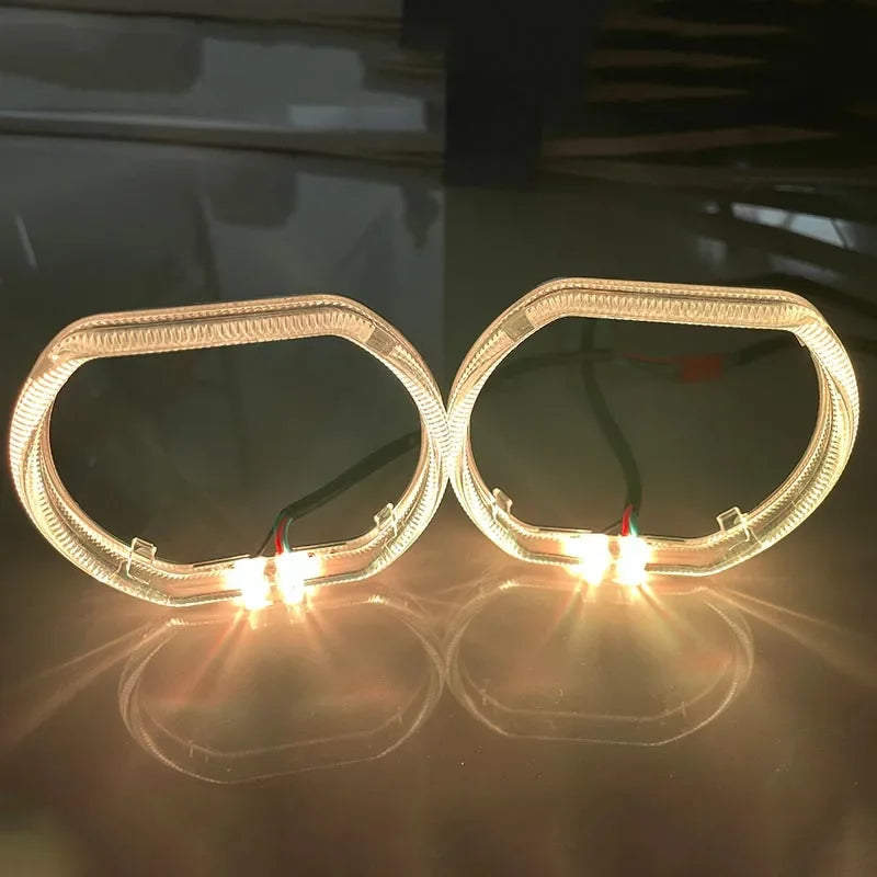 120MM Square LED Guide Angel Eye with Acrylic Cover DRL Halo Ring Kit Light Super Bright Headlight Angel Eye Retrofit DC 12-24V