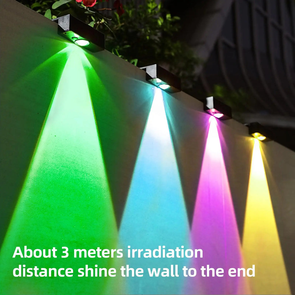 1/4pc Solar Fence Light 12 modes RGB Color Glow LED Solar Lights Outdoor Waterproof Solar Lights for Patio Backyard Deck Railing